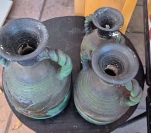 Juego Vintage De 3 Jarrones De Ceramica Precio 190 X Los 3 Foto2
